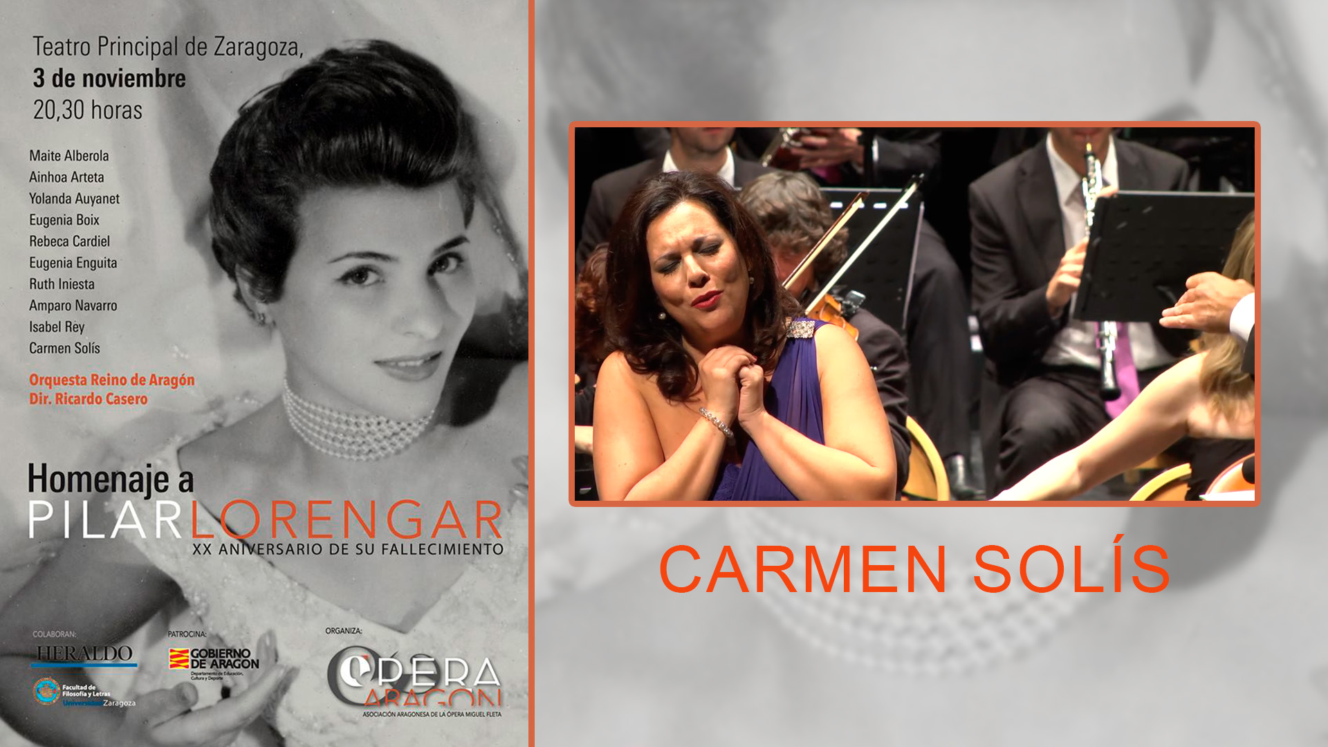 Carmen Solís. Homenaje a Pilar Lorengar en el Teatro Principal de Zaragoza.