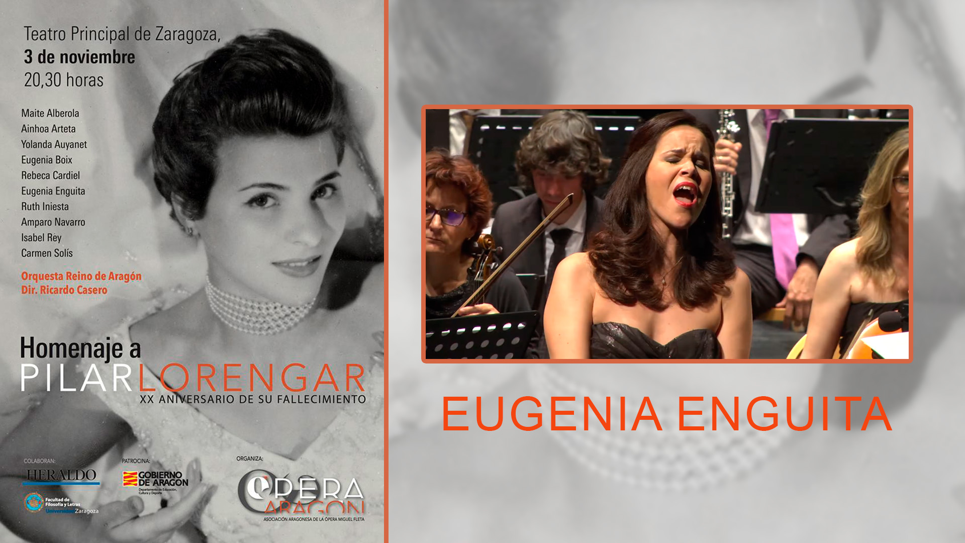 Eugenia Enguita. Homenaje a Pilar Lorengar en el Teatro Principal de Zaragoza.
