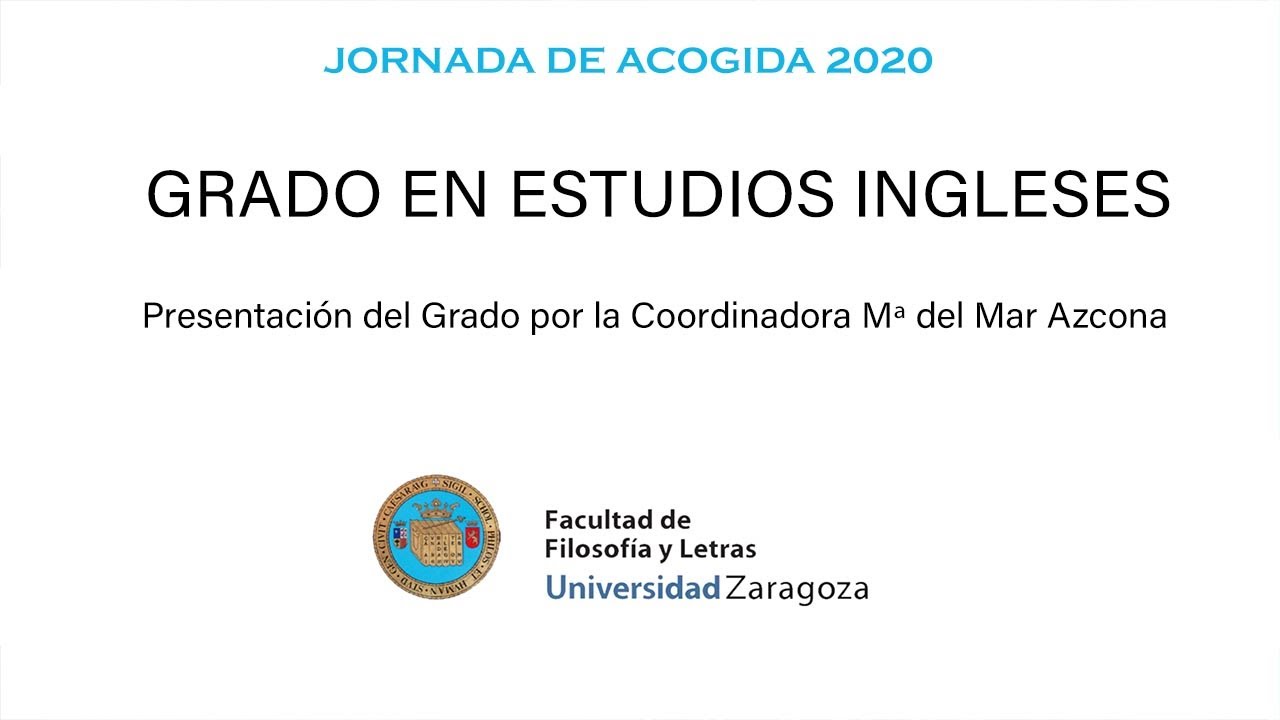 Jornada de acogida 2020. Grado en Estudios Ingleses