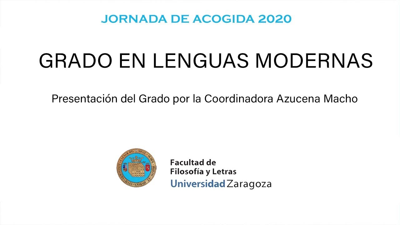 Jornada de Acogida 2020. Grado en Lenguas Modernas.