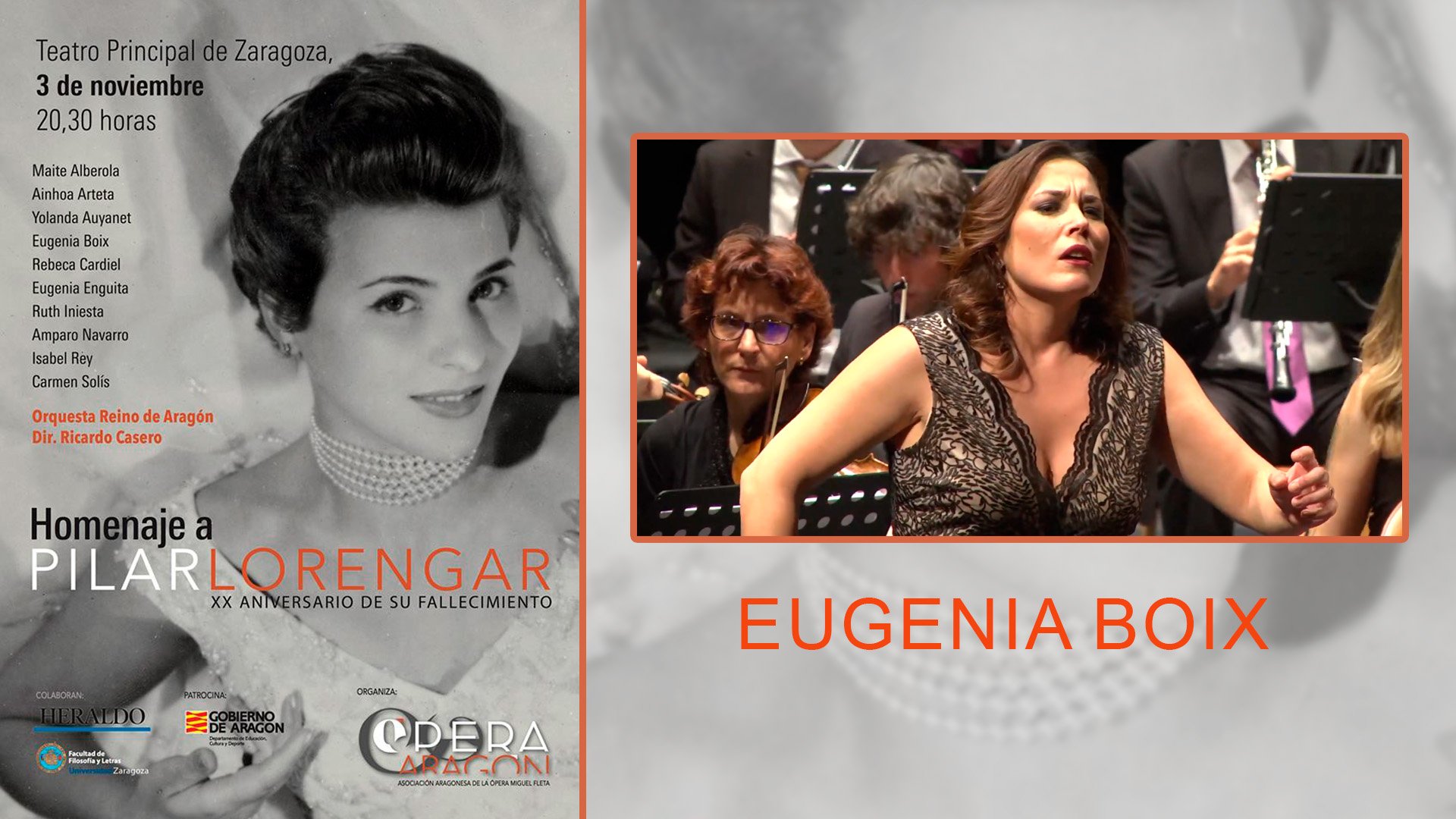 Eugenia Boix . Homenaje a Pilar Lorengar en el Teatro Principal de Zaragoza.