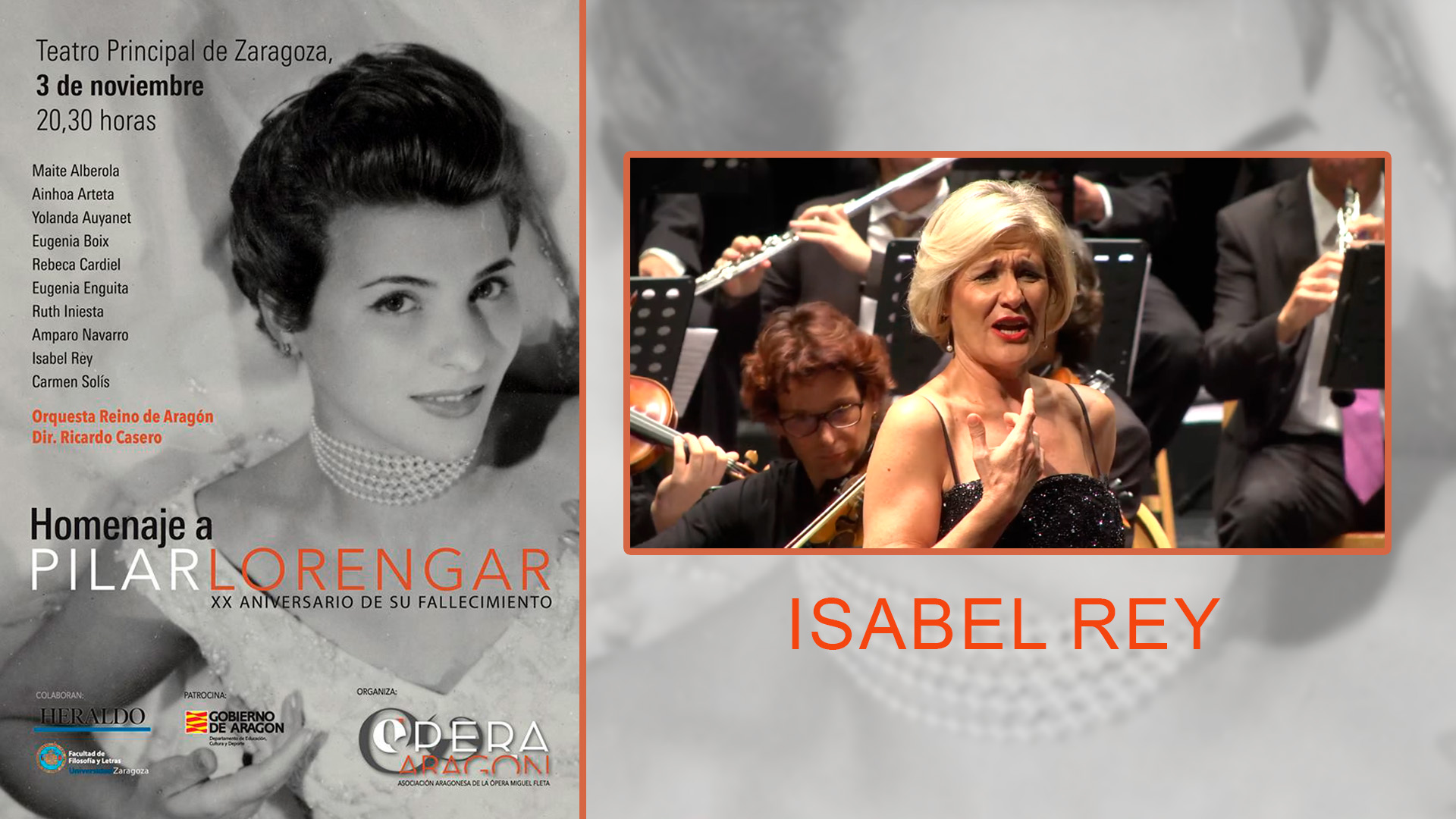 Isabel Rey. Homenaje a Pilar Lorengar en el Teatro Principal de Zaragoza.